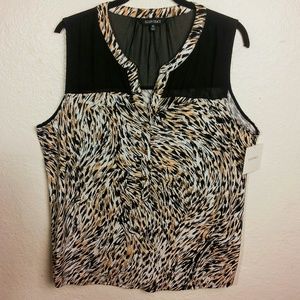 Ellen Tracy Sleeveless Animal Print Top SZ XL